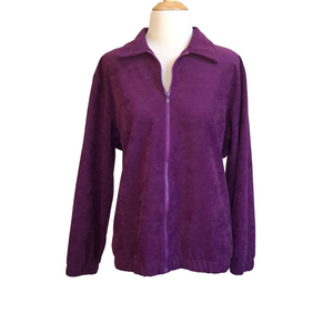 TUMBLEWEEDS Vintage Women's Large Burgundy‎ Velour Full Zip Collared Jacket